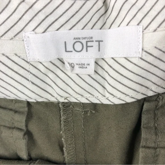 LOFT Womens Sz10 Army Green Flat Front Chino Shorts, 6", Mid Rise, Cotton, Basic - Picture 3 of 9